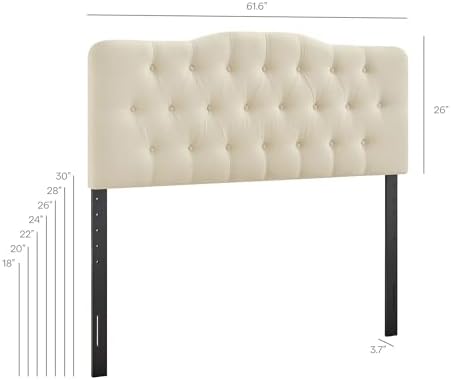 Modway Annabel Premium Linen Blend Queen Headboard in Linen - Soft Fabric Headboard Only with Diamond Button Tufting and 7 Height-Adjustable Positions