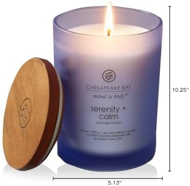 Chesapeake Bay Medium Jar Candles Duo - Peace + Tranquility (Cashmere Jasmine) and Serenity + Calm (Lavender Thyme) Home Decor