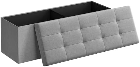 SONGMICS 43.3 Inches Folding Storage Ottoman Bench, Load 660 lb