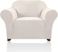 PrinceDeco Stretch Chair Cover Chair Slipcovers with Arms 1-Piece Chair Sofa Slipcovers or Living Room Non Slip Armchair Cover Furniture Protector Dogs Pet Friendly(Armchair,Ivory)