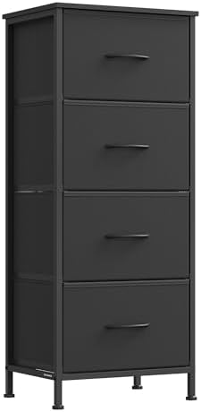 SONGMICS Dresser for Bedroom, Tall Dresser with 4 Fabric Drawers