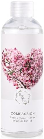Reed Diffuser Refill, Peony & Rose Scented Oil 6.76 fl.oz / 200ml, Home Fragrance for Bedroom, Bathroom, Office Decor