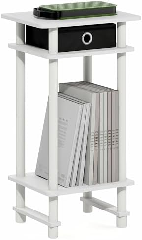 Furinno Turn-N-Tube 3-Tier Toolless Side Table, End Table, White