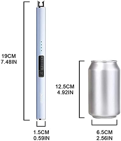 SUPRUS Electric Lighter Arc Windproof Flameless USB Rechargeable Lighter with Safety Lock for Candle BBQ Camping (Blue)