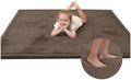 Huloo Sleep Baby Play Mat for Floor,1.3" Thick Elasti-Foam 50x50 Playpen Mat for Toddlers Infant Kids,Water-Repellent Soft Coral Velvet Tummy Time Mat,Non Slip Crawling Mat,Tatami Mat(Dark Brown)
