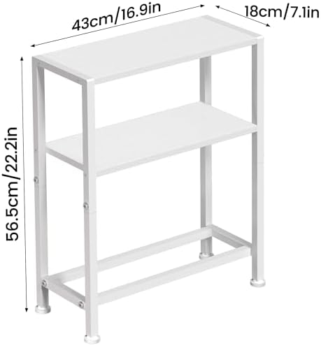 Narrow Side Table, 2-Tier Small End Table, Slim Nightstand