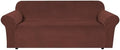 H.VERSAILTEX Stretch Velvet Sofa Covers for 3 Cushion Couch Covers Furniture Protector Soft with Non Slip Elastic Bottom, Crafted from Thick Comfy Rich Velour (Large Sofa 90"-97", Burnt Brick)