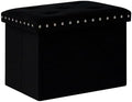 B FSOBEIIALEO Storage Ottoman Cube, 16.5" Velvet Folding Ottoman, Black