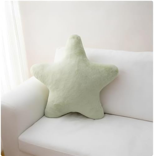 Star Shaped Throw Pillows Set of 2,Cute Plush Decorative Pillows with Fluffy Faux Rabbit Fur, Soft Star Cushion for Sofa Couch Bed Living Room Bedroom Home Decor (Green, 15.7")
