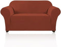 PrinceDeco Stretch Loveseat Sofa Cover Slipcover Couch Cover for 2 Cushion Sofa Washable Sofa Cover for Pets Friendly Furniture Protector Covers with Non Slip Bottom(Loveseat, Rust)