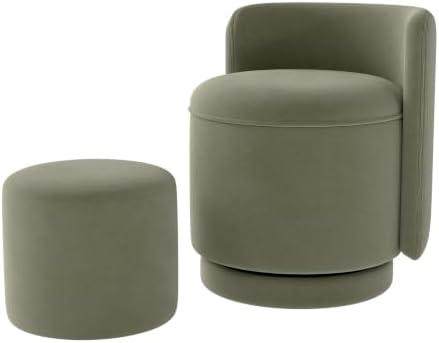 Velvet Vanity Chair with Storage 360° Swivel Accent Stool FootRest