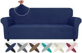 ZNSAYOTX Super Stretch Couch Cover (72"-92"), New Striped Sofa Covers Fitted Slipcovers with Elastic Bottom, Dog Cat Pets Proof Spandex Fabric Comfortable & Durable (Navy Blue, Sofa)