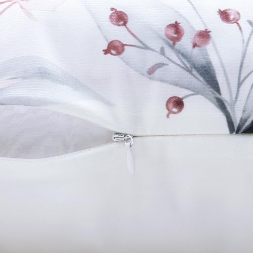 Bonhause Watercolor Floral Throw Pillow Covers 18 x 18 Inch Grey Pink
