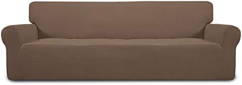 Easy-Going Stretch 4 Seater Oversized Sofa Couch Cover Brown