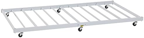 VECELO Twin Trundle Bed Frame Only/Roll Out/Enhanced & Up-Graded Metal Slats Support with Lockable Casters, White