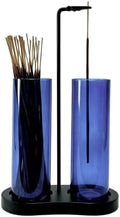 Blue Glass Incense Holder, Incense Burner Holder with Ash Catcher & Storage,Hang Upside Down Incense Holder for Sticks (Blue)