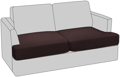 PrinceDeco Stretch T Cushion Loveseat Slipcovers Washable,Pet-Friendly,Brown
