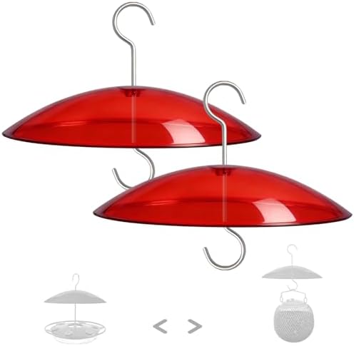 8" Mini Plastic Rain Cover for Bird Feeder, 2-Pack Red Weather Guard Dome