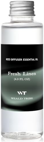 WEALD TRIBE Reed Diffuser Oil Refill Fresh Linen Scent with 6 Sticks