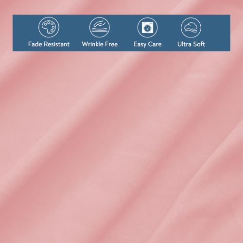 Twin Fitted Sheet Only for Girl, Bed Sheet with Deep Pocket to 14 Inch Pink