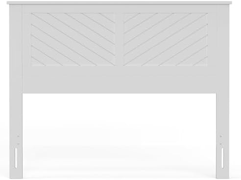 ComfIQ Serene Wood Panel Headboard with Chevron Scoring, Full, White