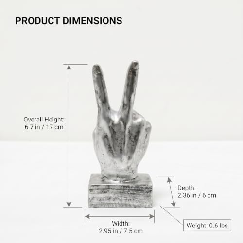 Nice purchase Hand Finger Gesture Desk Statues Fingers Sculpture Creative Home Living Room Cabinet Shelf Decoration (Victory Gesture in Silver)