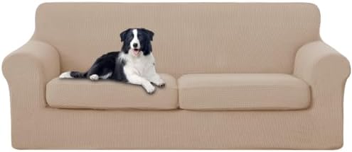 U-NICE HOME 3 Pieces Stretch Couch Cover Sofa Slipcover, Camel