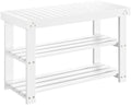 Pipishell 3 Tier Bamboo Shoe Rack Bench for Entryway, White