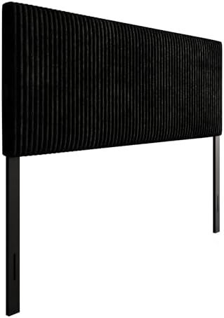 Queen Corduroy Velvet Upholstered Adjustable Headboard, Black