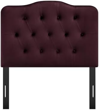 Modway Annabel Performance Velvet Adjustable Twin Headboard in Mulberry - Stain-Resistant Padded Headboard Only with Diamond Button Tufting and 7 Height-Adjustable Positions