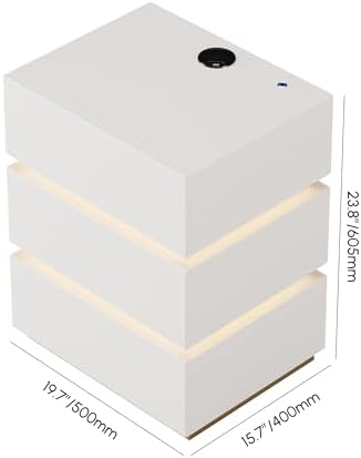 homary 3-Drawer LED Smart Nightstand with Wireless Charging, USB & Type-C Ports – Modern White Bedside Table with Storage and Adjustable Light, Bedroom Night Stand with Glossy Stainless Steel Base