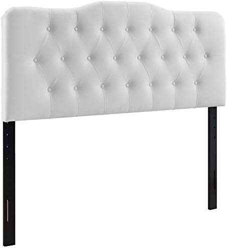 Modway Annabel Tufted Button Faux Leather Upholstered Queen Headboard in White