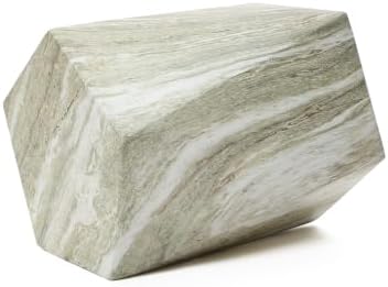 18" Pentagonal Concrete Side Table, Green Marble-Look Accent End Table