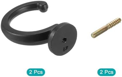 uxcell 2Pcs Curtain Holdback, Aluminum Alloy Wall Mounted Curtain Holders Drapery Tieback Hooks for Living Room Bedroom Office (Black)