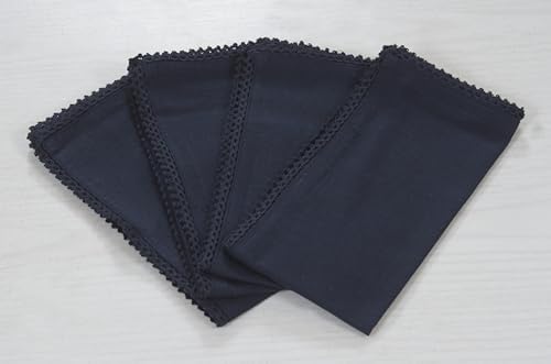 Accent Home Navy Lace Cloth Napkins, Set of 6, 18x18 Inches