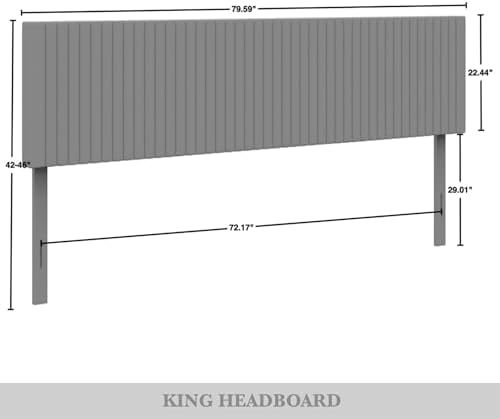 King Corduroy Velvet Upholstered Adjustable Headboard, Light Blue