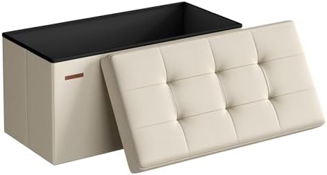 SONGMICS 30 Inches Folding Storage Ottoman Bench, Load 660 lb