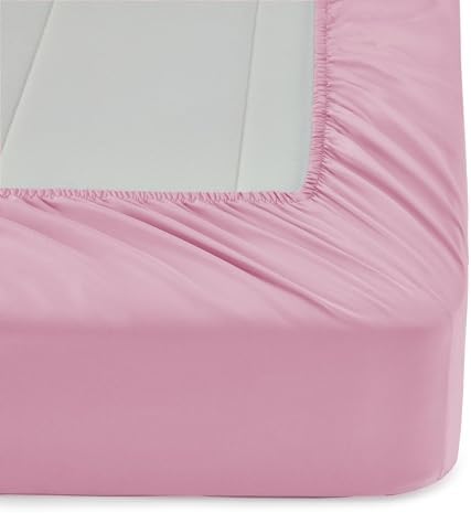 Amazon Basics 5-Piece Soft, Easy-Wash Microfiber Kid's Bed-in-a-Bag Bedding Set with Sheet and Comforter, Twin, Pink, Solid