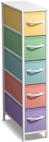 Sorbus 5-Drawer Narrow Dresser for Bedroom (Pastel)