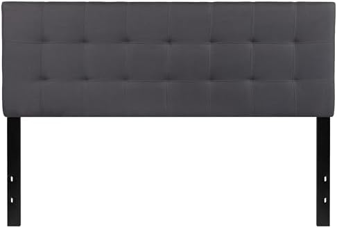 EMMA + OLIVER Dark Gray Queen Quilted Tufted Headboard