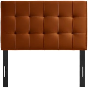 Modway Lily Twin Size Stain-Resistant Performance Velvet Headboard in Rust - Velvet Upholstery with Button Tufting and 4 Adjustable Height Positions