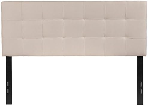 BizChair Quilted Tufted Upholstered Full Size Headboard in Beige Fabric