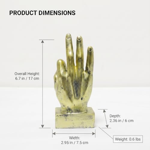 Nice purchase Hand Finger Gesture Desk Statues Fingers Sculpture Creative Home Living Room Cabinet Shelf Decoration (OK Gesture in Gold)