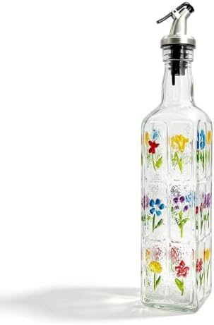 17oz Glass Square Oil Dispenser Bottle with Pour Spout