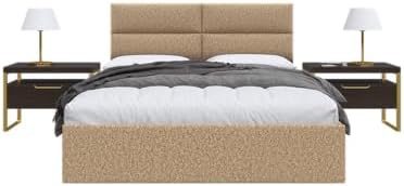 Vänt Wall Mounted Headboard Panels, Queen/Full, Faux Merino Wool Camel