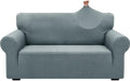 ZNSAYOTX 1 Piece Jacquard Couch Covers for 2 Cushion Couch High Stretch Loveseat Slipcover for Pets Dogs Anti Slip Love Seat Sofa Slipcover Furniture Protector (Medium, New Pattern Light Grey)