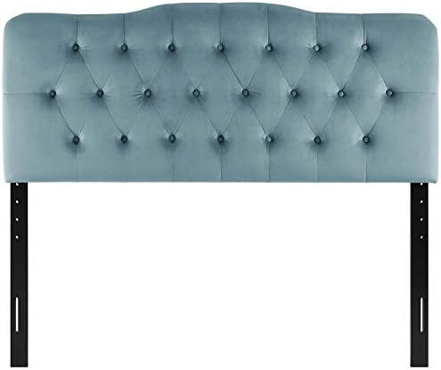Modway Annabel Diamond Tufted Performance Velvet Queen Headboard in Light Blue