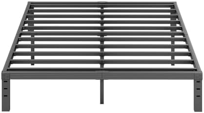 Full Bed Frames, 12 Inches Platform Bed Frame, 3500lbs Heavy Duty Steel Slat, Non-Slip Design, No Box Spring Needed, Easy Assembly, Quiet Noise Free, Under Bed Storage Space, Black