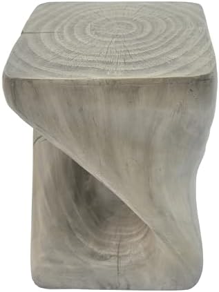 Christopher Knight Home Novi Outdoor Accent Table, Twist-Shaped MGO Sofa Side End Table, Garden Stool for Patio Balcony Beach Pool, Lightweight Concrete, Wood-Like Texture, Gray