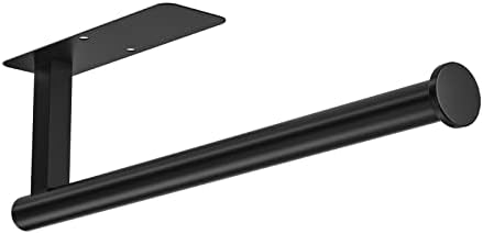 ASTOFLI Paper Towel Holder Under Cabinet No Drilling, Self Adhesive Paper Towel Holder Wall Mount for Kitchen Rack, Under Counter Napin Holder No Drill, 304 Stainless Steel Matte Black